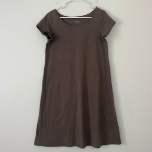 Eileen Fisher Crewneck Tshirt Dress Size Medium Brown Midi Length Short Sleeve